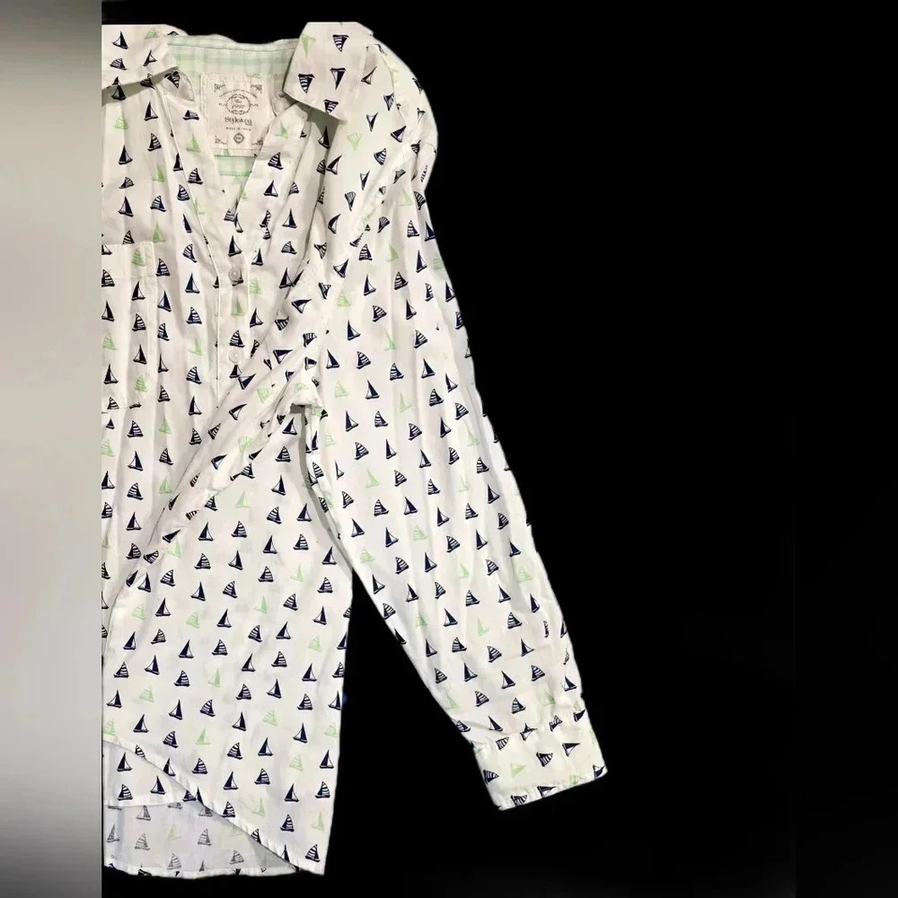 Style & Co, Size Petite XL, White Button-Down Graphic Longsleeve - Picture 12 of 15